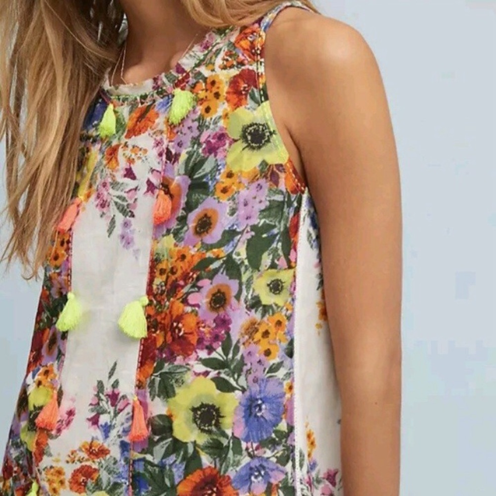 RAGA Anthropologie Floral Swing Tank Top